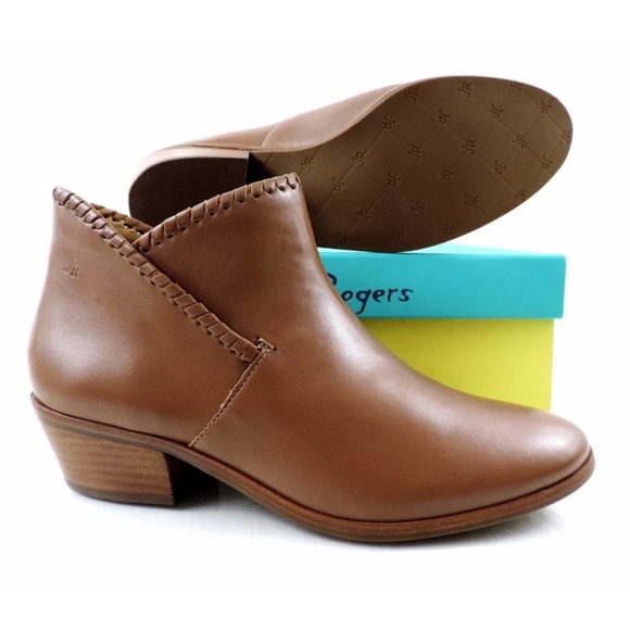 Jack Rogers Sadie Low Heel Ankle Boot Booties Leather Oak Size 7.5 - Picture 10 of 10